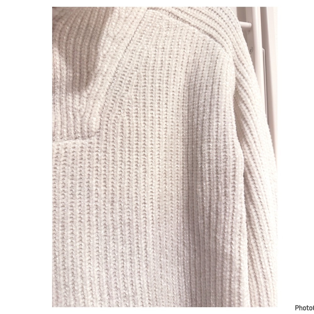 Cynthia Rowley White Soft Chenille Knit Ribbed Sweater Xsmall - Picture 4 of 4